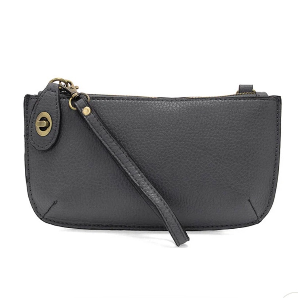 WRISTLET CLUTCH Or CROSSBODY BAG byJOY SUSAN IN SHADOW GREY small vegan leather